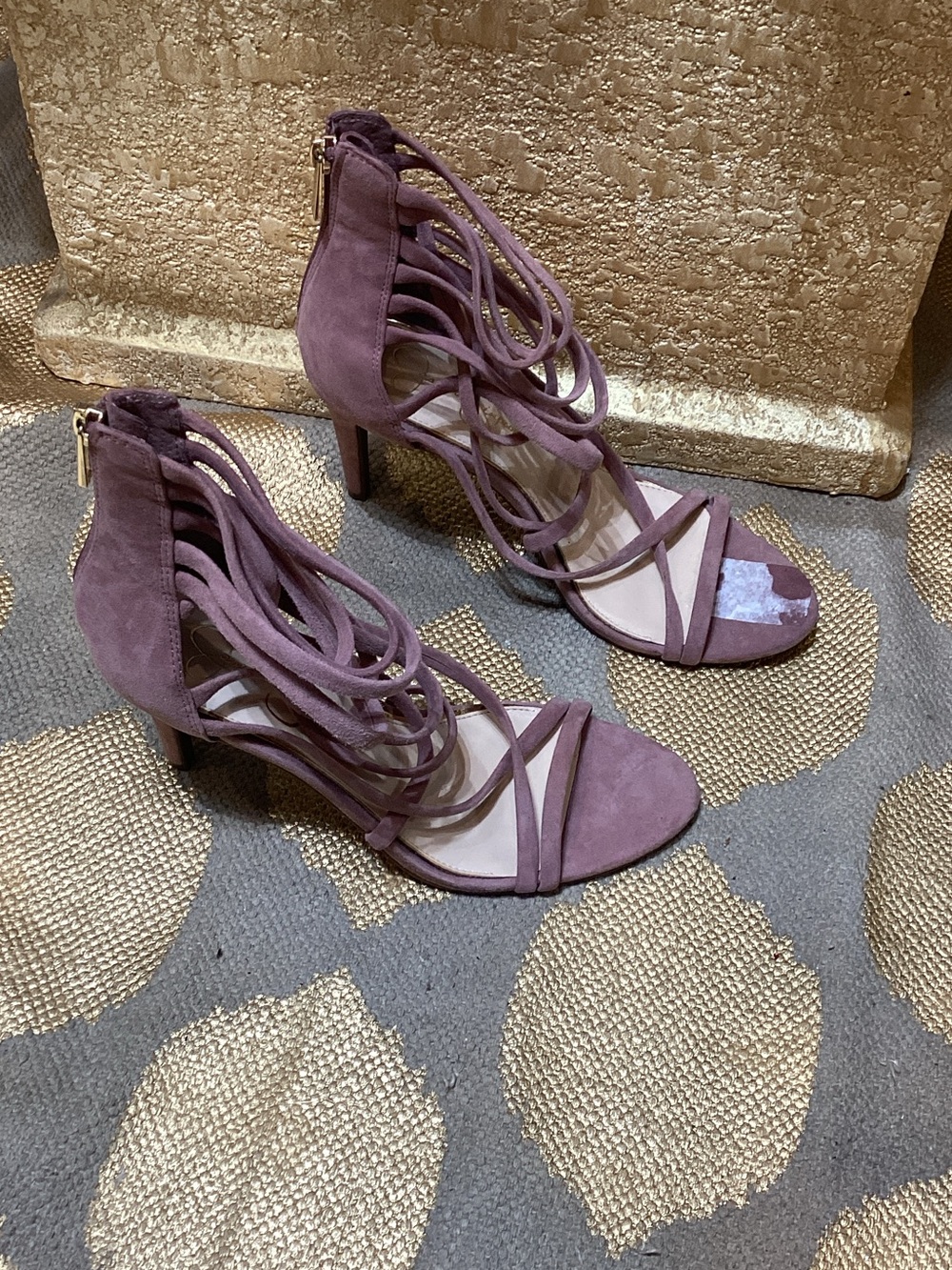 Jessica Simpson Mauve Suede Strappy High Heel Sandals
